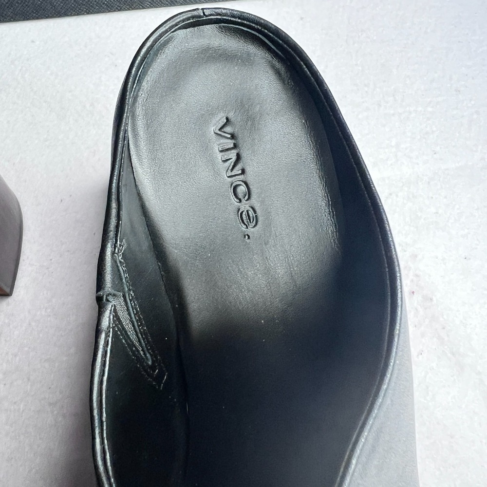 Vince Navina Women's Black Leather Platform Clog Heels Size 8.5‎ - Picture 5 of 16